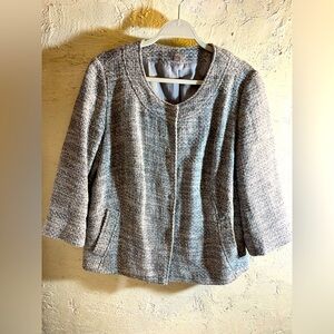 Women's J Jill Gray Tweed Jacket perfect for spring and summer cotton/poly
